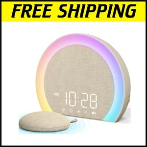Modern Digital Alarm Clock with Bed Shaker, 9 Colors & Adjustable Brightness - Picture 1 of 11