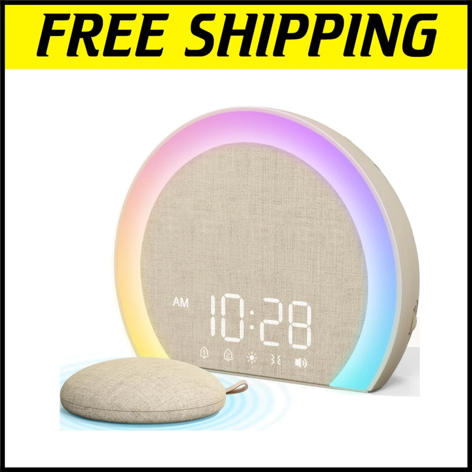 Modern Digital Alarm Clock with Bed Shaker, 9 Colors & Adjustable Brightness - Image 1 of 4