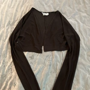 Girls Sheer Black Shrug Cover Up Light Dressy Jacket Polyester Long Sleeve 14 - Picture 1 of 9
