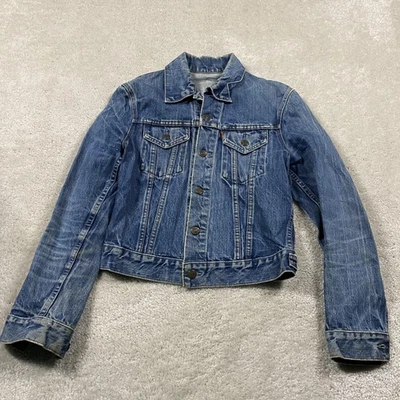 Chaqueta Levis De Colección Para Hombres S Azul Denim Camionero Naranja Pestaña Años 70 80 Bigotes Retro Foto 1 de 4