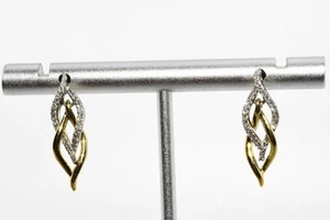 $395 .925 Sterling Silver .22CT Natural White Diamond Cluster Woven Earrings - Picture 1 of 8