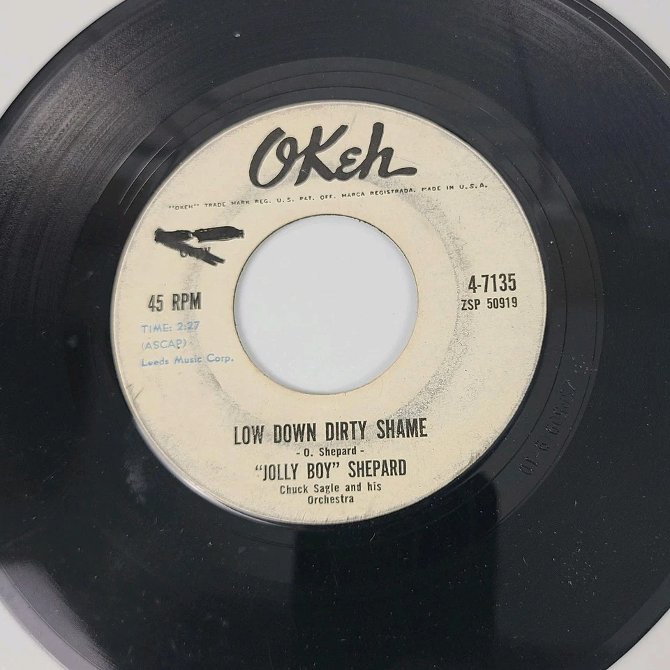 Jolly Boy Shepard You Care / Low Down Dirty Shame original okeh radio station 45 - Image 1 of 3