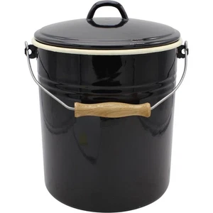 Krüger Mülleimer "Triest" 10 l Emaille, schwarz mit Deckel - Bild 1 von 4