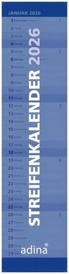 2026 ADINA Streifenkalender XXL blau 64x15cm Monatskalender - Bild 1 von 3