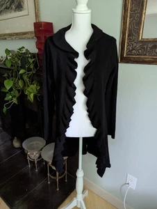 Neiman Marcus Wmns Medium Cashmere Long Open Ruffle Cardigan Sweater Whimsigoth - Picture 1 of 8