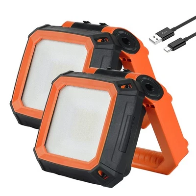 2 Pack Rechargeable Work Light Clamp Rotating Flood Light, 900lm Dimmable 190... - Image 1 of 4