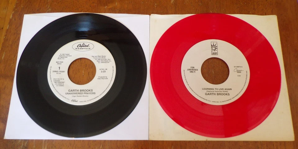 Garth Brooks Set of 2 PROMO 45s Unanswered Prayers / Learning To Live Again - Image 1 of 2