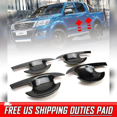 DOOR HANDLE BOWL COVER BLACK CARBON FOR TOYOTA HILUX SR5 MK6 MK7 UTE 2005-2014 - Image 1 of 4