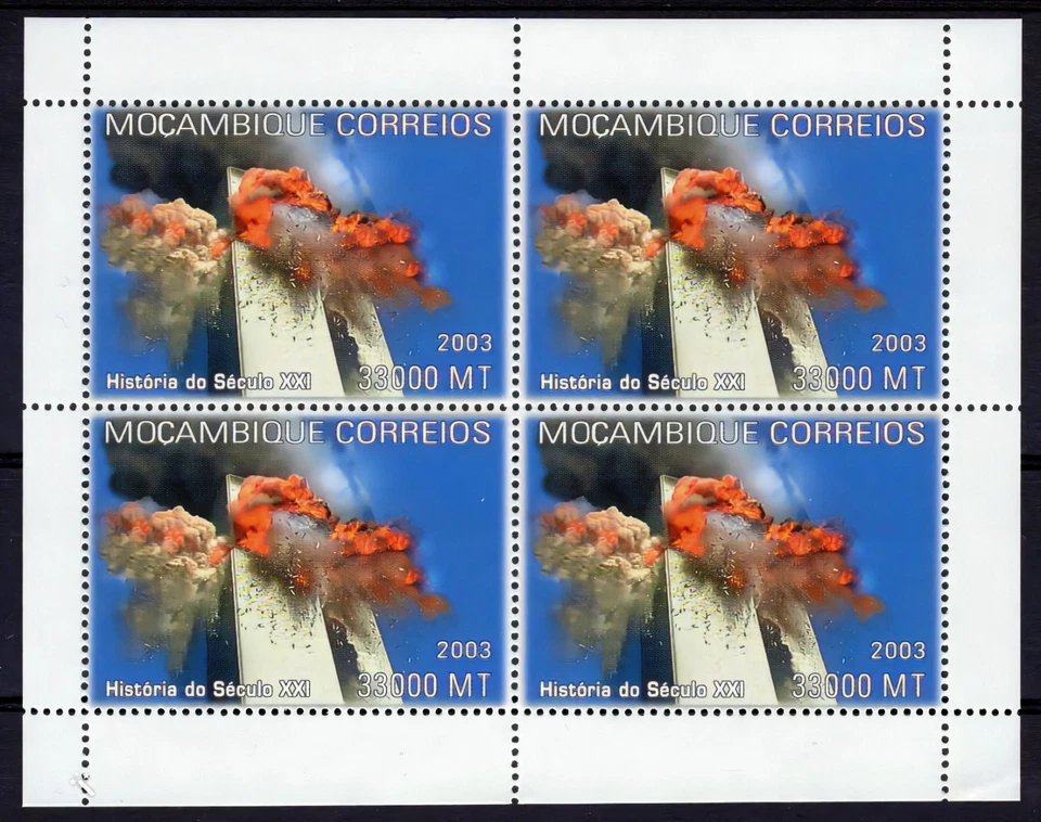 Mozambique 2003 Las Torres Gemelas 9.11.2001 Hoja (4) MNH Historia del siglo XXI Foto 1 de 1