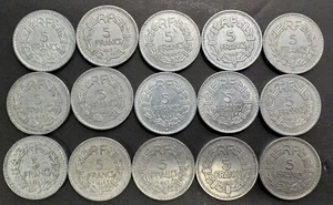 Lot Of FRANCE Aluminum 5 Franc Coins (15) Francs World Foreign Vintage AL French - Picture 1 of 2