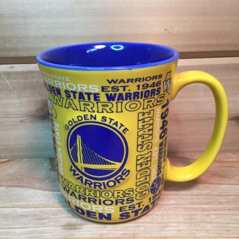 Golden State Warriors   Ceramic Coffee Mug   Boelter Brand  Yellow and Blue  NBA Cover