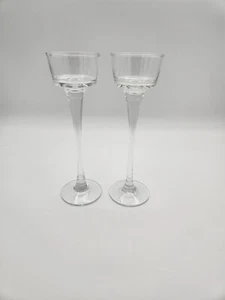 Langstieliger Klarglas Teelicht Kerzenhalter; 7" 2er Set - Bild 1 von 3