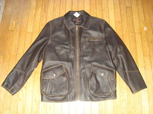ROGUE BY REILLY OLMES MEN'S ZIP UP BROWN LEATHER JACKET SIZE LARGE BNWT! - Picture 1 of 20