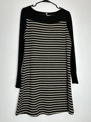 Vestido suéter grande a rayas negro manga larga Gilli para mujer Foto 1 de 4