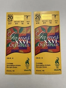 BIGLIETTO Atlanta Olimpiadi Ginnastica 1996 20 Luglio come nuovo set di 2 - Foto 1 di 2