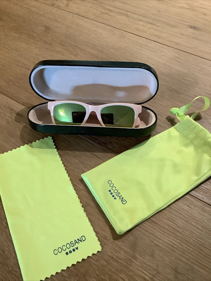 COCOSAND Baby Sunglasses Age 0-24 Months Pink Frame 100% UVA & UVB Strap Case - Image 1 of 4