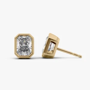 18k Yellow Gold Women Earring Lab Grown Diamond Radiant 2.00 Carat IGI Certified - Picture 1 of 11