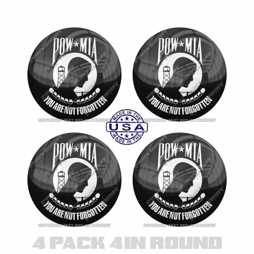 Pacote com 4 adesivos adesivos redondos 3M para porta traseira de janela grau premium 4" - POW MIA - Imagem 1 de 1