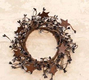 Pip Berry Ring With Stars, Gray and Black, 4", Primitive Home Decor - Picture 1 of 1