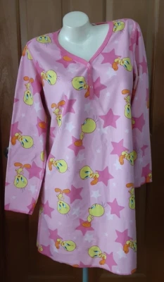 Looney Tunes™Tweety Bird Pink 3 Snap Sleepshirt Long Sleeves Size M (8-10) - Image 1 of 4