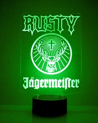Letrero de luz LED Jagermeister, con control remoto, lámpara de barra/mancava grabada Foto 1 de 4
