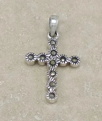 BONITO COLGANTE CRUZ MARCASITA PLATA ESTERLINA 925 estilo # p1106 Foto 1 de 2