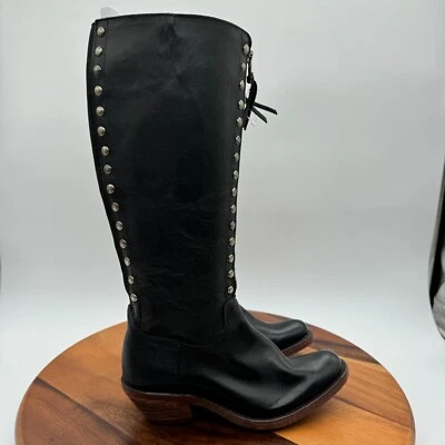 Reba by Justin Womens 5.5 Leslie Tall Western Boots Black Leather Cowboy Studded - Image 1 of 4