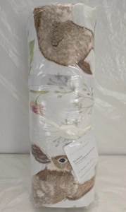 Pottery Barn Bunny Table Throw Embroidered Cotton 50" x 50" White Multicolor - Picture 1 of 3