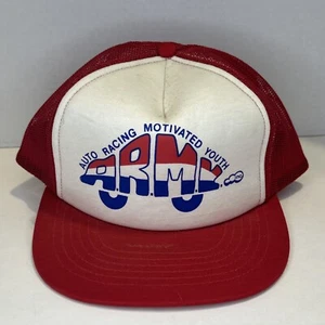 Vintage Auto Racing Motivated Youth ARMY Inc Red Trucker Hat One Size Adjustable - Picture 1 of 16
