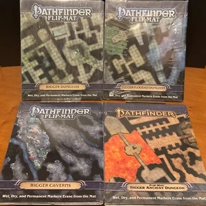 Pathfinder Flip-Mat Lot: Bigger Dungeon, Flooded, Ancient, Caverns, NEW in wrap - Picture 1 of 4