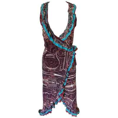 Jean Paul Gaultier Classique 1990's Vintage Tribal Aztec Tattoo Print Wrap Dress - Image 1 of 4