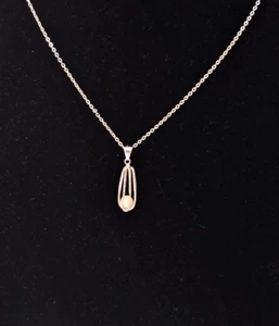 925 Sterlingsilber weiße Käfig Perle Anhänger & Gliederkette 16" Halskette - Bild 1 von 10