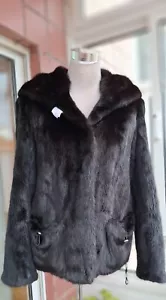 Genuine NEW NERZ MINK НОРКА fur coat , black color /280 / - Picture 1 of 13