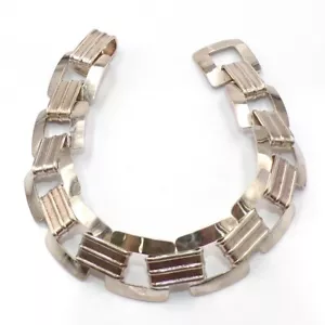 Vintage Ed Levin Sterlingsilber modernist quadratisches Glied Armband 8 Zoll LLG3 - Bild 1 von 4