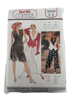 Burda Sewing Pattern 5049 Misses Waistcoat Jacket Pants Shorts Size 10-20 Uncut - Image 1 of 4