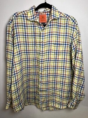 Martin Dingman Countrywear Shirt Button Up Plaid Linen Colorful Men's Large LS - Image 1 of 4