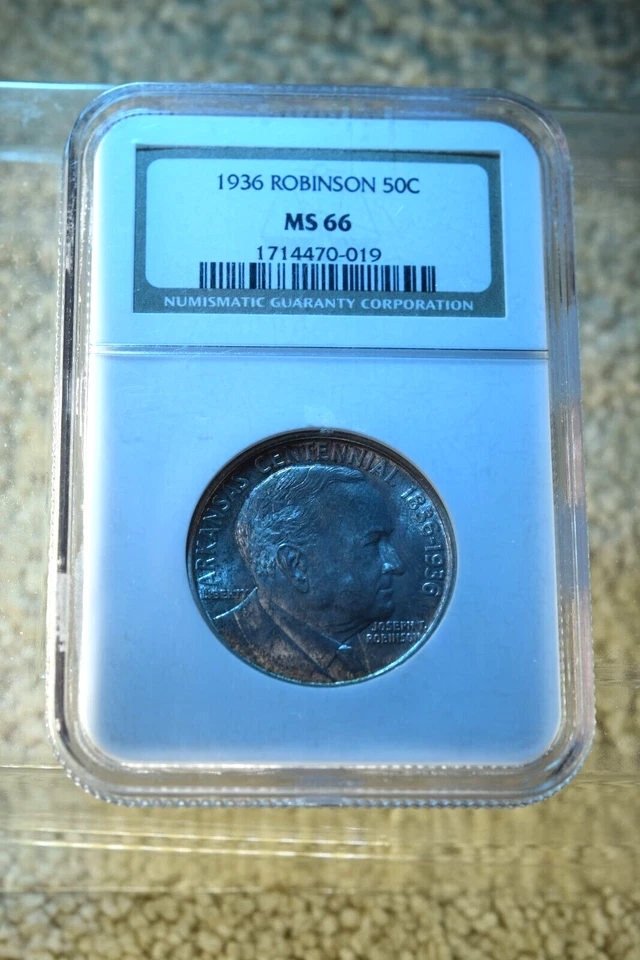 1936 ROBINSON COMMEMORATIVE HALF DOLLAR NGC CERTIFIED MS--66 GREAT HALF #41 - Image 1 of 4