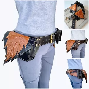 Bauchtasche Gürteltasche echt Leder Blatt Gürtelschließe M/L/XL 4 Fächer Boho - Bild 1 von 24