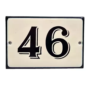 Vintage French black house address number enamel sign plaque 46 Paris for door - Picture 1 of 3