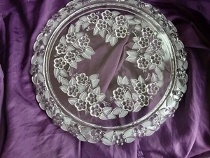 Raised Cake Plate Frosted & Clear Glass Vintage Mikasa Walther Glass 34cm - Picture 1 of 9