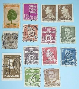 Collection of 14, Mainly Vintage, Danish Postage Stamps - Picture 1 of 9