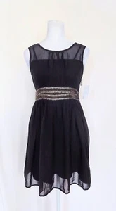 CRB Girls Sequin Band Waist Sleeveless Chiffon Black Dress Size 14 NWT - Picture 1 of 8