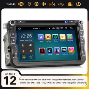 8 núcleos Android 12 DAB + radio de coche GPS para VW Golf Passat Tiguan Seat Skoda T5 EOS - Imagen 1 de 12