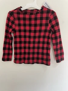 Old Navy Toddler Girls Buffalo Check Cotton Crewneck Long Sleeve Shirt Red 3T - Picture 1 of 3