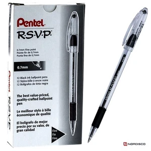 Pentel RSVP Fine BK90-A Black Ink Ballpoint Pen, Box of 12 Pens - Picture 1 of 5