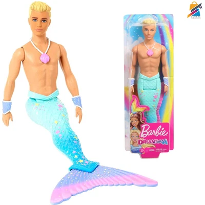 Barbie Dreamtopia Merman Ken Muñeca Sirena Cabello Rubio Cola Arco Iris Mattel 2018 Foto 1 de 4