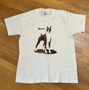 Vintage 90s Boxer Dog T Shirt Hanes Heavyweight Size Large - Bild 1 von 6