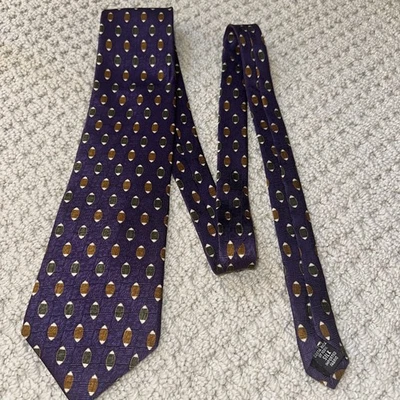 NEO BILL BLASS MENS TIE NECKTIE 100% Silk PURPLE BROWN OLIVE & CREAM PATTERN  - Image 1 of 4