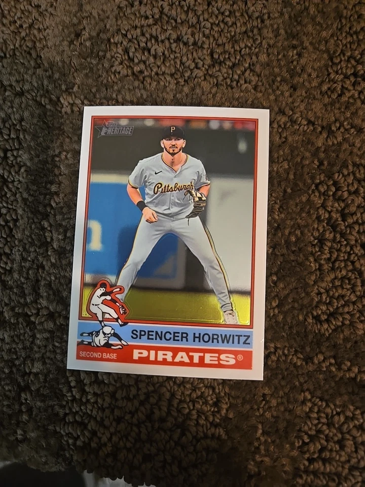 2025 Topps Heritage Spencer Horwitz #75 CHROME Parallel Pittsburgh Pirates - Image 1 of 1