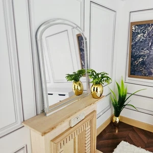 Puppenhaus gewölbter Mantelspiegel | Lasergeschnittener Silberspiegel | Maßstab 1:12 Mini - Bild 1 von 8